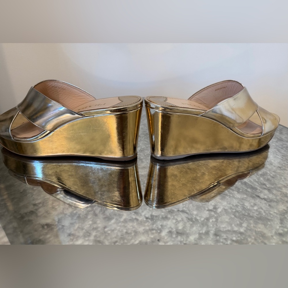 Prada Metallic Gold Wedge Sandals Size US 11(41.5eu) - Picture 11 of 15
